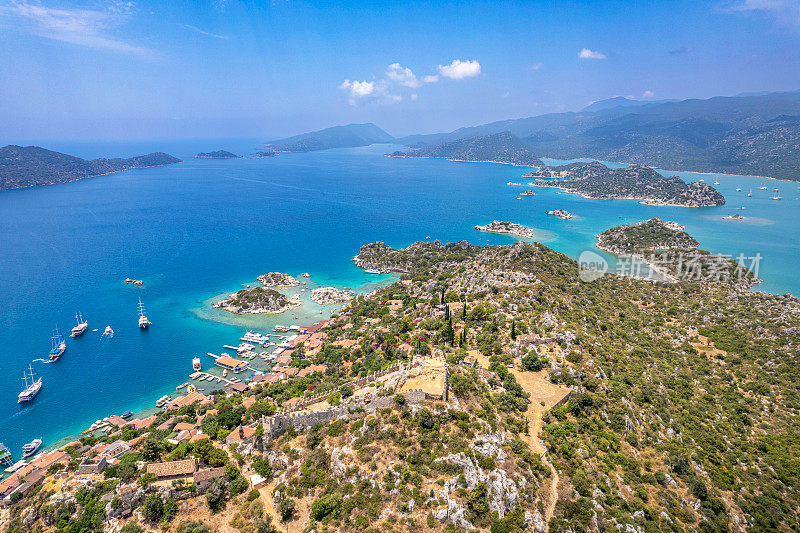 海上交通Kaleköy, Kekova。蓝色的航行。每日船之旅。游艇之旅。